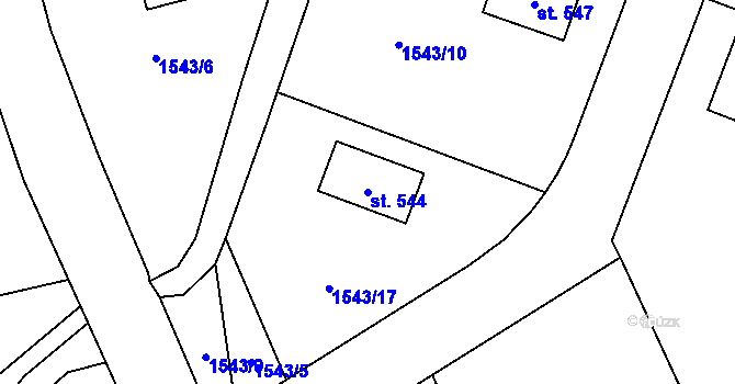Parcela st. 544 v KÚ Dolní Lánov, Katastrální mapa