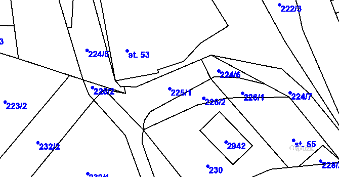 Parcela st. 225/1 v KÚ Dolní Lánov, Katastrální mapa