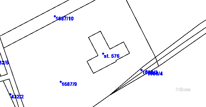 Parcela st. 576 v KÚ Dolní Lánov, Katastrální mapa