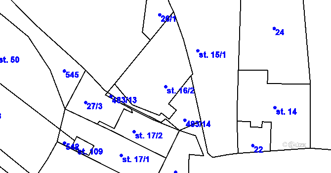 Parcela st. 16/2 v KÚ Dolní Lažany, Katastrální mapa