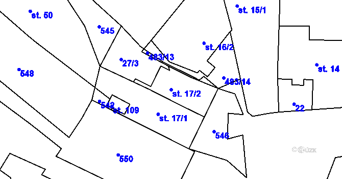 Parcela st. 17/2 v KÚ Dolní Lažany, Katastrální mapa