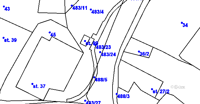 Parcela st. 483/24 v KÚ Dolní Lažany, Katastrální mapa