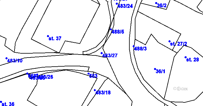 Parcela st. 483/27 v KÚ Dolní Lažany, Katastrální mapa
