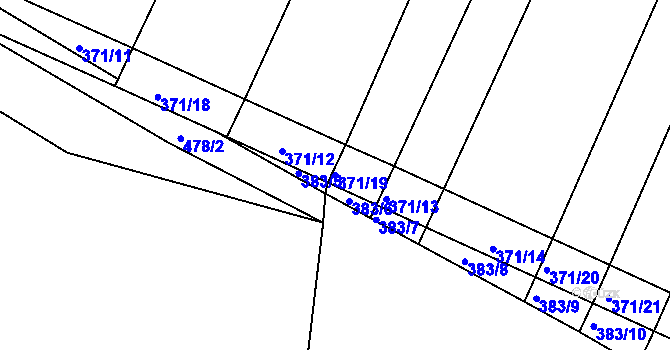 Parcela st. 371/19 v KÚ Vícenice u Dolních Lažan, Katastrální mapa