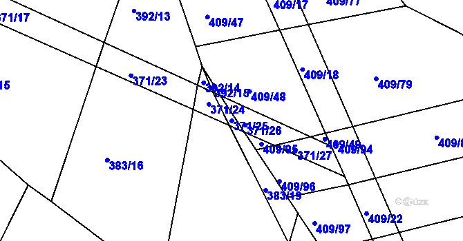 Parcela st. 371/25 v KÚ Vícenice u Dolních Lažan, Katastrální mapa