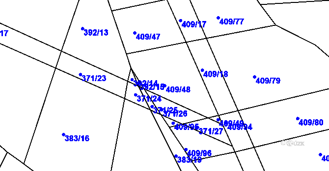 Parcela st. 409/48 v KÚ Vícenice u Dolních Lažan, Katastrální mapa