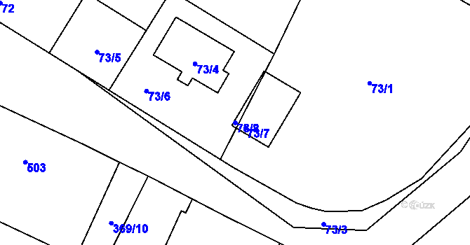 Parcela st. 73/8 v KÚ Vícenice u Dolních Lažan, Katastrální mapa