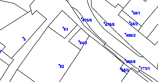 Parcela st. 64/2 v KÚ Vícenice u Dolních Lažan, Katastrální mapa