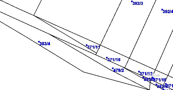Parcela st. 371/11 v KÚ Vícenice u Dolních Lažan, Katastrální mapa