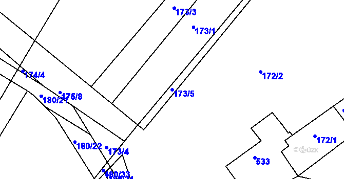 Parcela st. 173/5 v KÚ Vícenice u Dolních Lažan, Katastrální mapa
