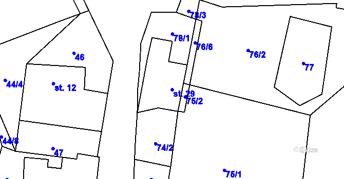 Parcela st. 29 v KÚ Dolní Lhota u Stráže nad Nežárkou, Katastrální mapa