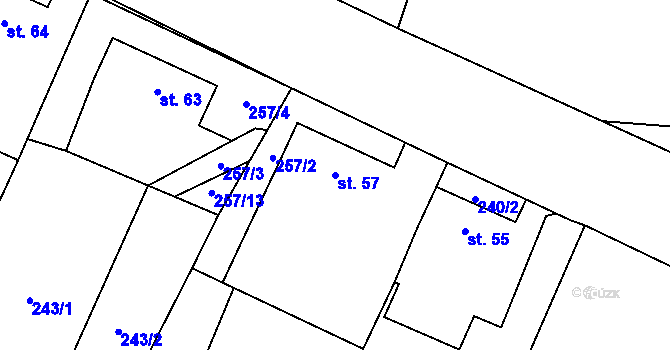 Parcela st. 57 v KÚ Dolní Lhota u Stráže nad Nežárkou, Katastrální mapa