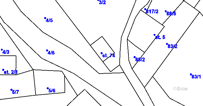 Parcela st. 74 v KÚ Dolní Lhota u Stráže nad Nežárkou, Katastrální mapa