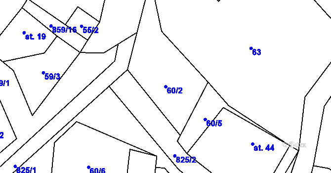 Parcela st. 60/2 v KÚ Dolní Lhota u Stráže nad Nežárkou, Katastrální mapa