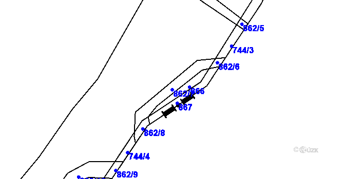 Parcela st. 862/7 v KÚ Dolní Lhota u Stráže nad Nežárkou, Katastrální mapa