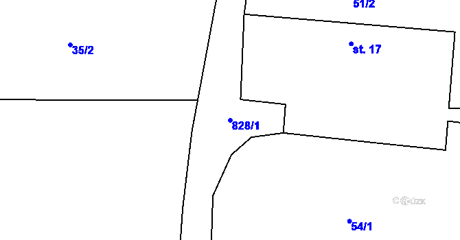 Parcela st. 828/1 v KÚ Dolní Lhota u Stráže nad Nežárkou, Katastrální mapa