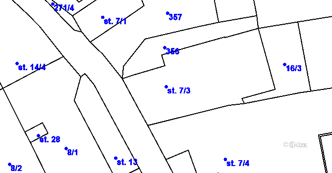 Parcela st. 7/3 v KÚ Dolní Lhota u Klatov, Katastrální mapa