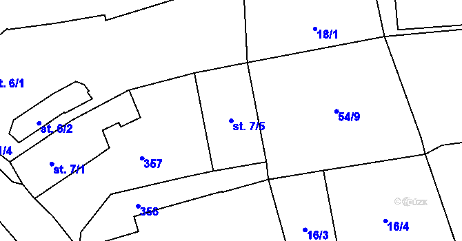 Parcela st. 7/5 v KÚ Dolní Lhota u Klatov, Katastrální mapa