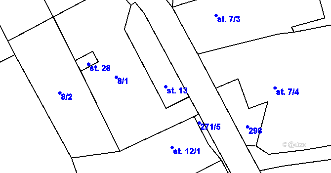 Parcela st. 13 v KÚ Dolní Lhota u Klatov, Katastrální mapa