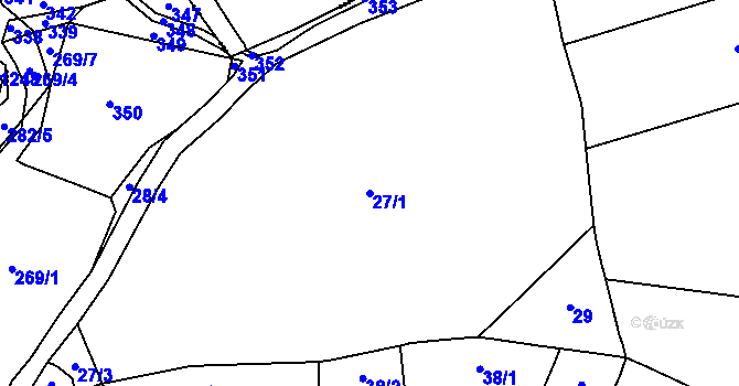 Parcela st. 27/1 v KÚ Dolní Lhota u Klatov, Katastrální mapa