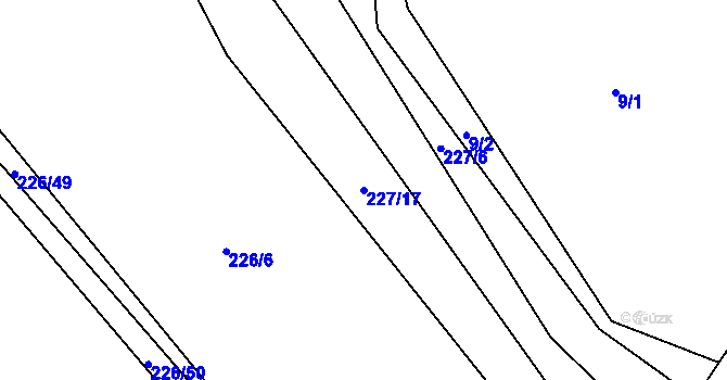 Parcela st. 227/17 v KÚ Dolní Lhota u Klatov, Katastrální mapa