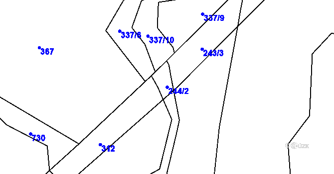 Parcela st. 244/2 v KÚ Dolní Lhota u Klatov, Katastrální mapa