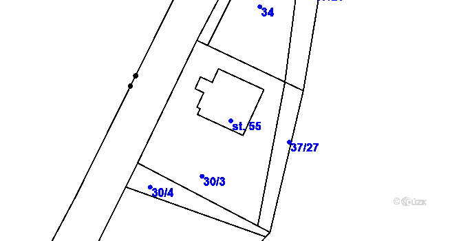 Parcela st. 55 v KÚ Lomec u Klatov, Katastrální mapa