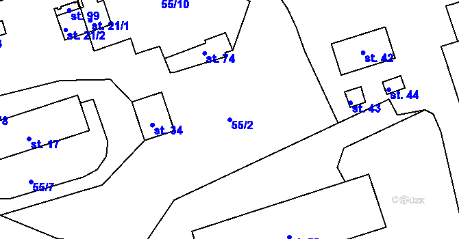 Parcela st. 55/2 v KÚ Lomec u Klatov, Katastrální mapa