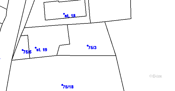 Parcela st. 75/3 v KÚ Lomec u Klatov, Katastrální mapa