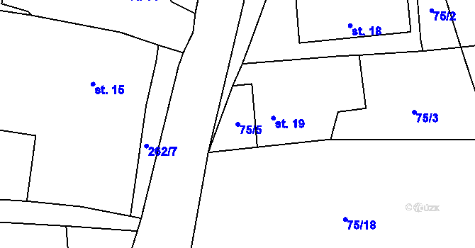 Parcela st. 75/5 v KÚ Lomec u Klatov, Katastrální mapa