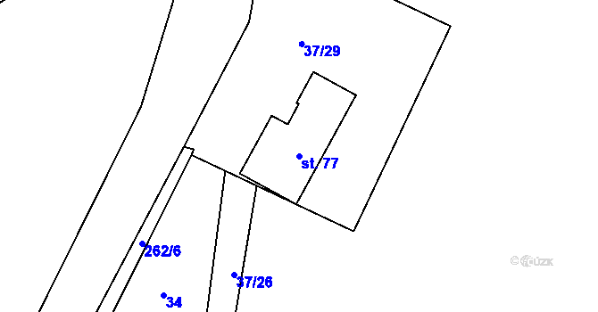 Parcela st. 77 v KÚ Lomec u Klatov, Katastrální mapa
