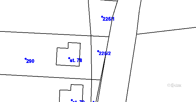 Parcela st. 225/2 v KÚ Lomec u Klatov, Katastrální mapa