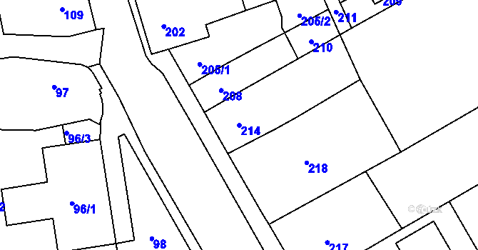 Parcela st. 214 v KÚ Dolní Lhota, Katastrální mapa