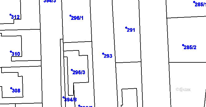 Parcela st. 293 v KÚ Dolní Lhota, Katastrální mapa