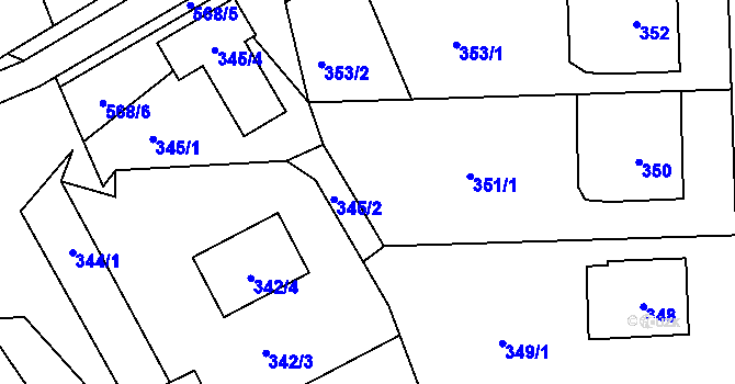 Parcela st. 351/2 v KÚ Dolní Lhota, Katastrální mapa