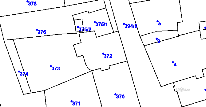 Parcela st. 372 v KÚ Dolní Lhota, Katastrální mapa