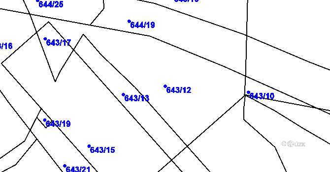 Parcela st. 643/12 v KÚ Dolní Lhota, Katastrální mapa