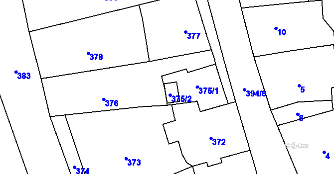 Parcela st. 375/2 v KÚ Dolní Lhota, Katastrální mapa