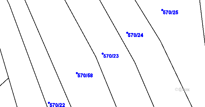 Parcela st. 570/23 v KÚ Dolní Lhota, Katastrální mapa