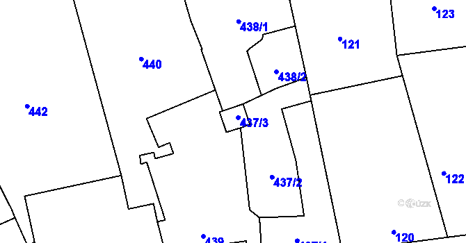 Parcela st. 437/3 v KÚ Dolní Lhota, Katastrální mapa