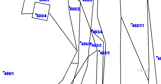 Parcela st. 496/5 v KÚ Dolní Lhota, Katastrální mapa