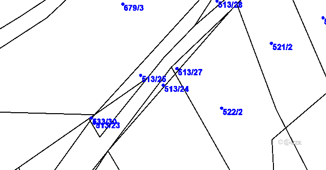 Parcela st. 513/24 v KÚ Dolní Lhota, Katastrální mapa