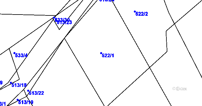 Parcela st. 522/1 v KÚ Dolní Lhota, Katastrální mapa