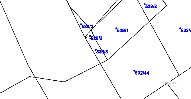 Parcela st. 530/3 v KÚ Dolní Lhota, Katastrální mapa