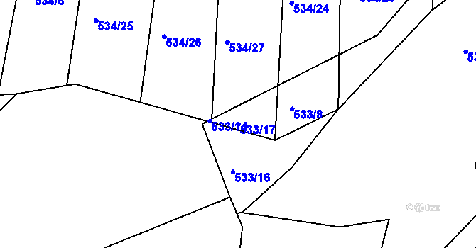 Parcela st. 533/17 v KÚ Dolní Lhota, Katastrální mapa