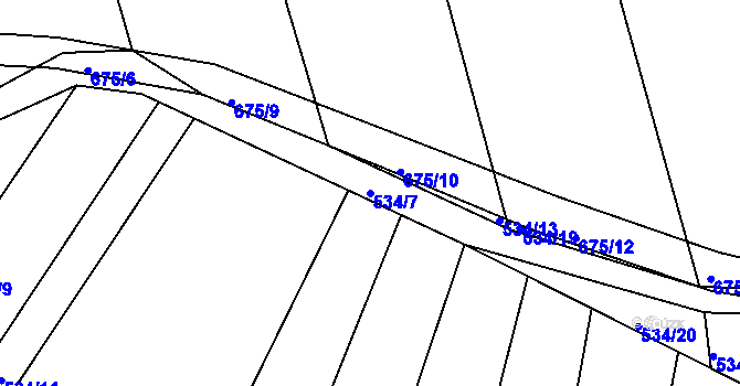 Parcela st. 534/7 v KÚ Dolní Lhota, Katastrální mapa