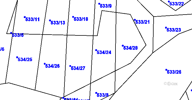 Parcela st. 534/24 v KÚ Dolní Lhota, Katastrální mapa