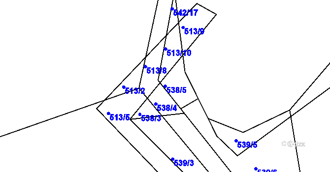 Parcela st. 538/5 v KÚ Dolní Lhota, Katastrální mapa
