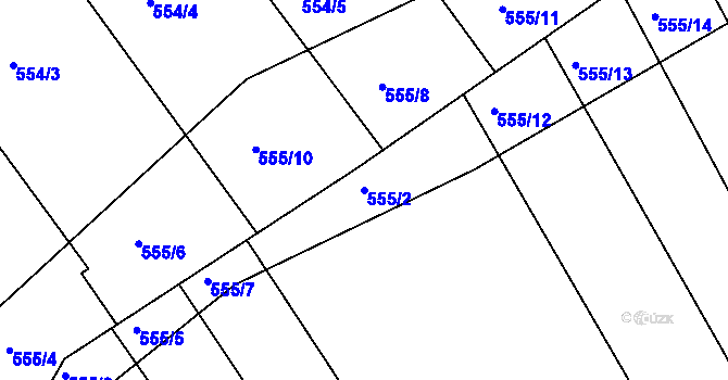 Parcela st. 555/2 v KÚ Dolní Lhota, Katastrální mapa