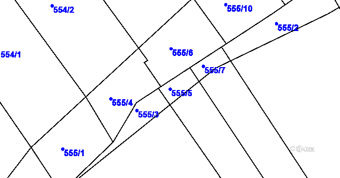 Parcela st. 555/5 v KÚ Dolní Lhota, Katastrální mapa